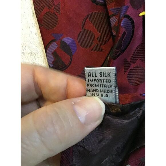 5/$10 XMI Silk Tie Blue Red Geometric 61in Men's New - Picture 6 of 6